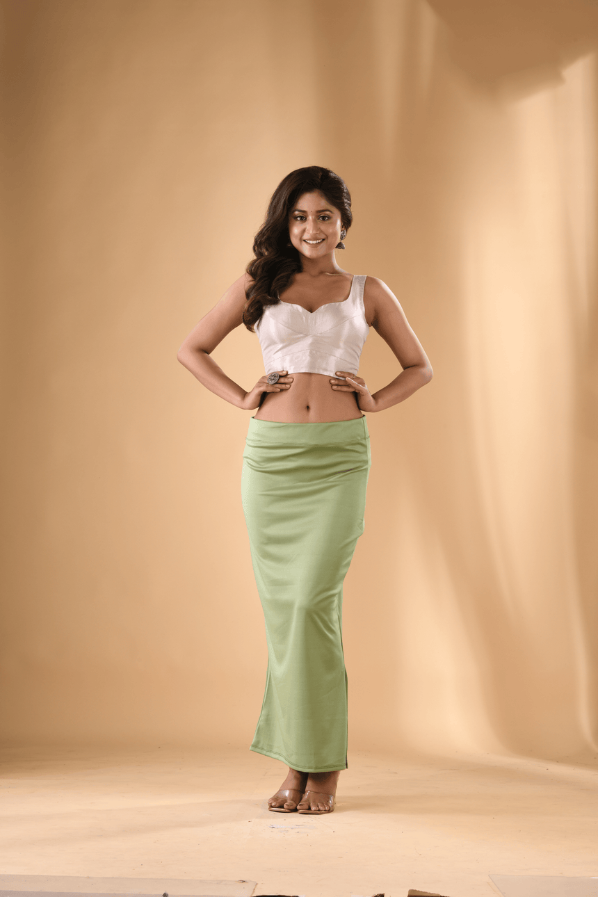 Light pista green Fish Cutting Lycra Stretchable Free Size Petticoat - Tamal Boutique