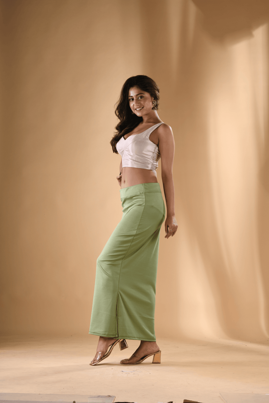 Light pista green Fish Cutting Lycra Stretchable Free Size Petticoat - Tamal Boutique