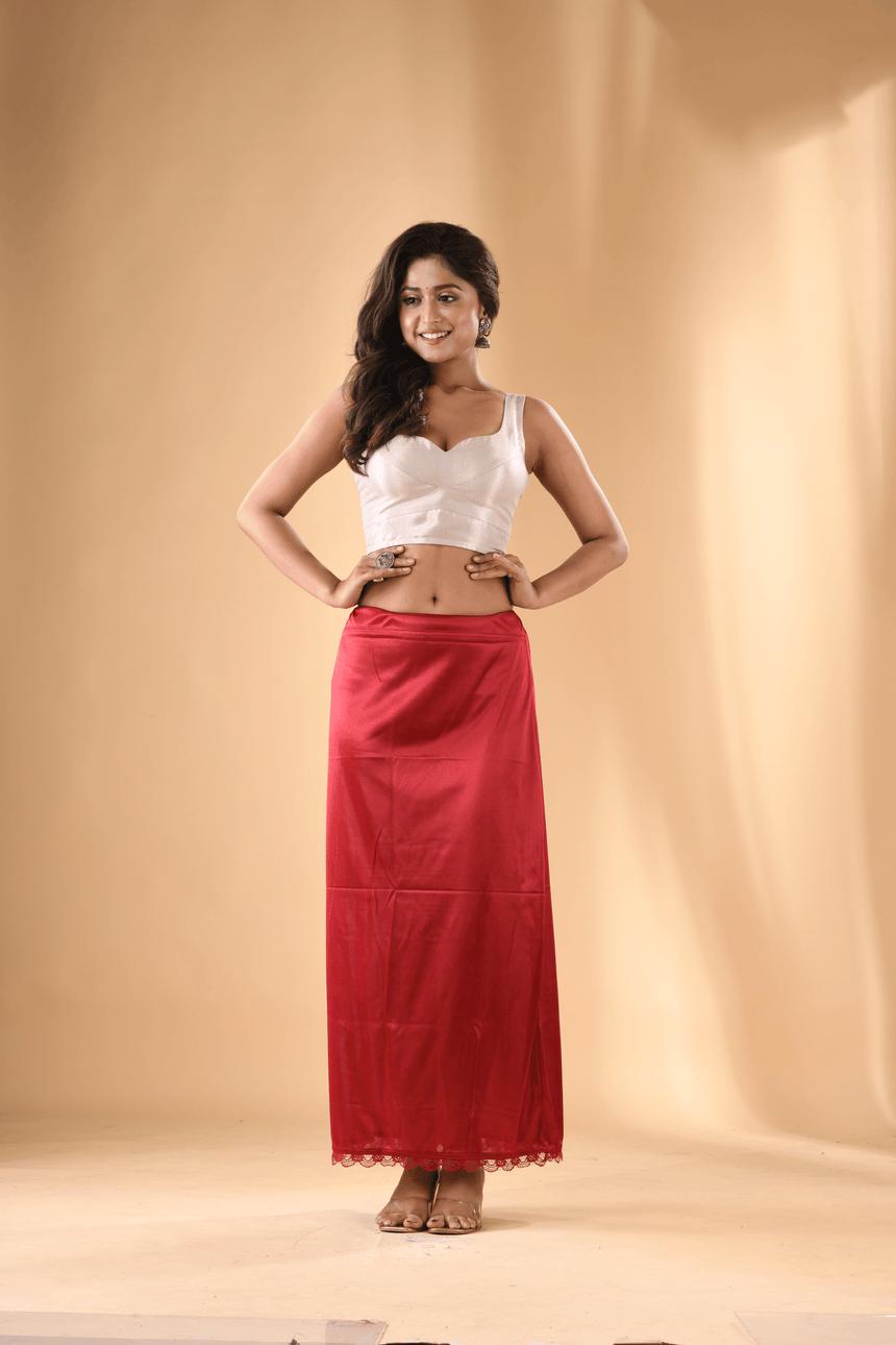 Tomato red lycra stretchable petticoat - Tamal Boutique