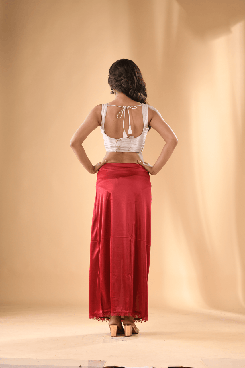 Tomato red lycra stretchable petticoat - Tamal Boutique