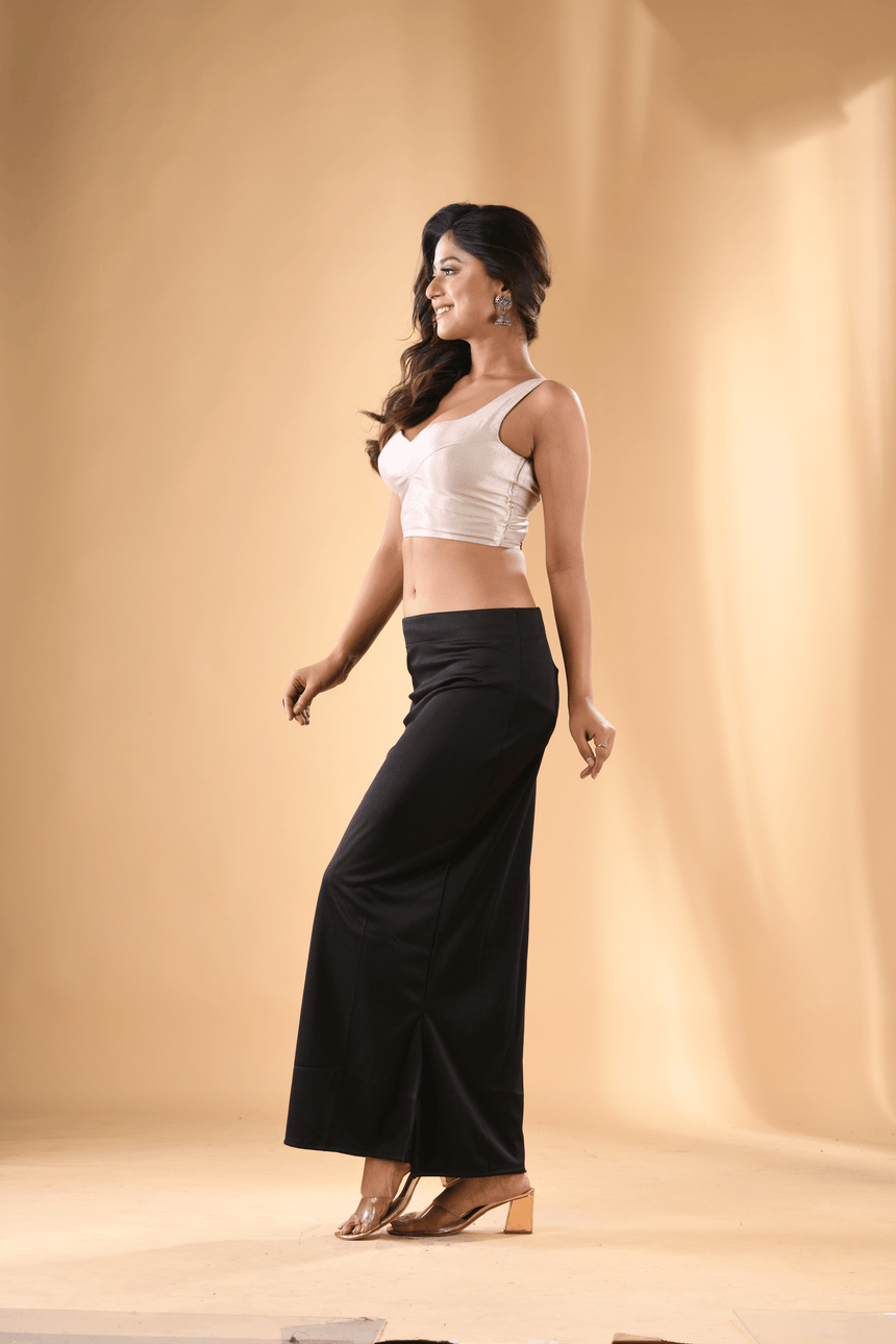 Black Fish Cutting Lycra Stretchable Free Size Petticoat - Tamal Boutique