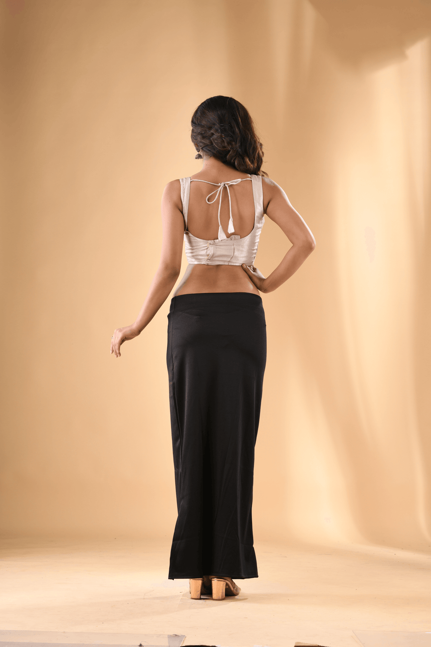 Black Fish Cutting Lycra Stretchable Free Size Petticoat - Tamal Boutique