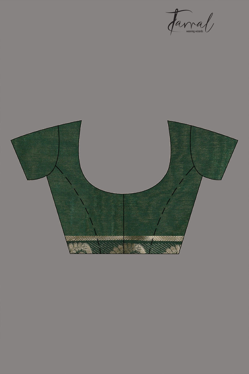 White with green Shivori Banarasi Silk Saree - Tamal Boutique