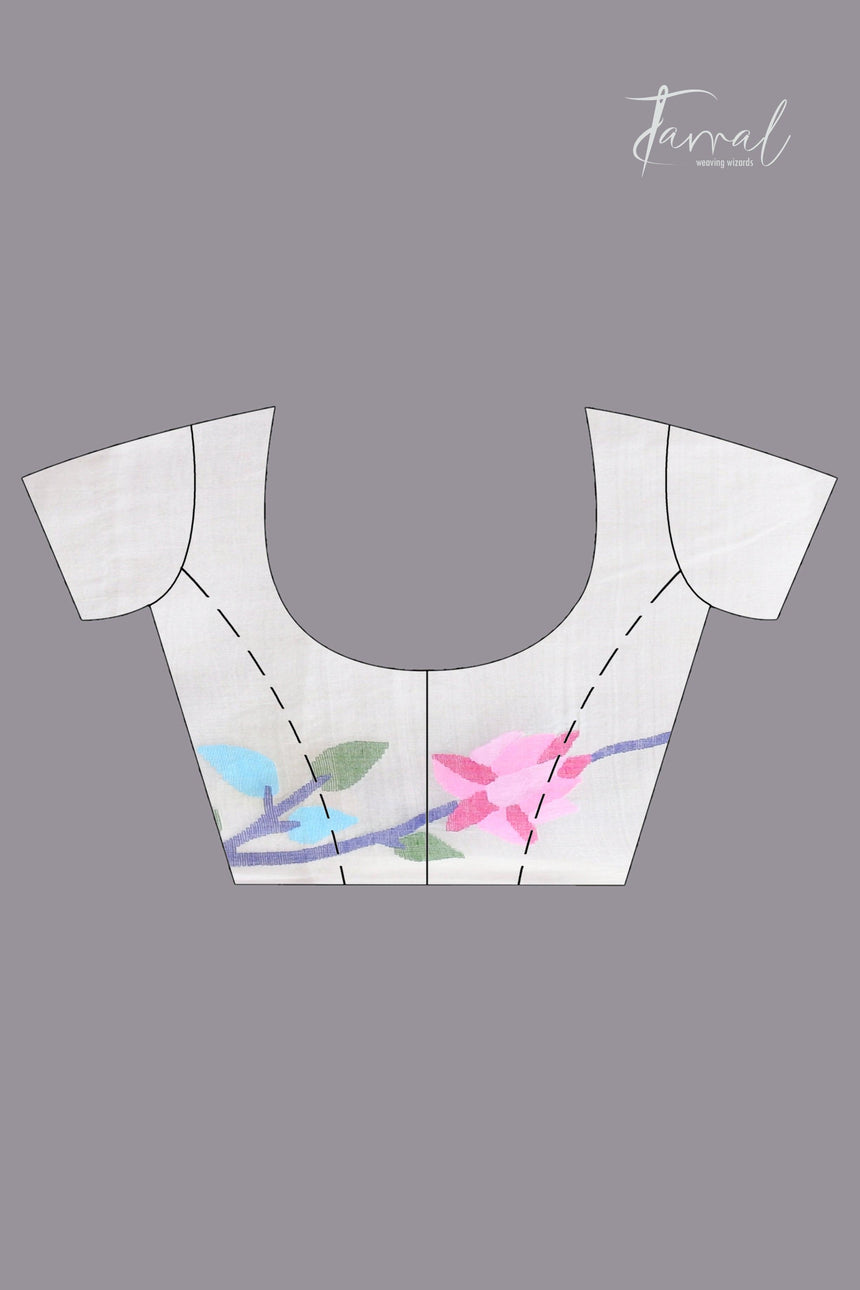 Offwhite With Multicolor Muslin Silk Handwoven Jamdani Saree - Tamal Boutique