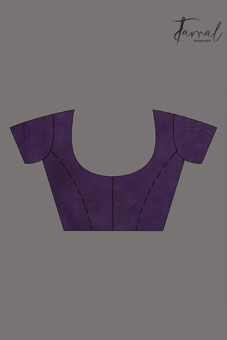 Deep Magenta silk linen handwoven jamdani saree - Tamal Boutique