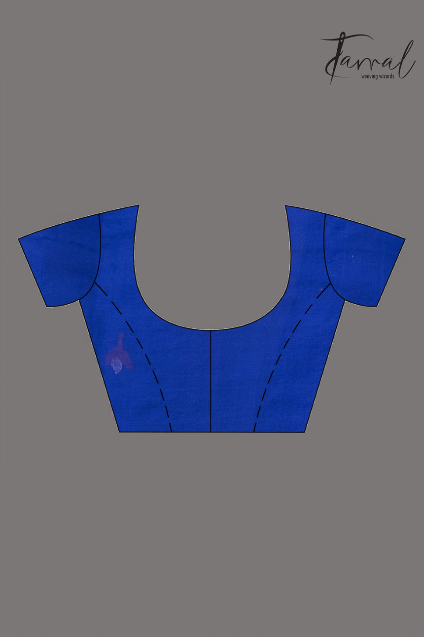 Deep Indigo with multi colour muslin silk floral handwoven jamdani saree - Tamal Boutique