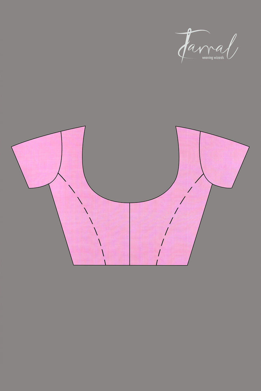 Sweet pink lotus pallu silk cotton handwoven jamdani saree - Tamal Boutique