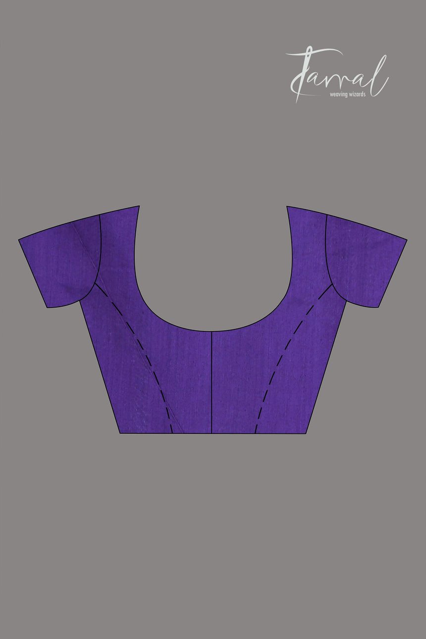 Chocolate brown with blue dual tone matka silk floral handwoven jamdani saree - Tamal Boutique