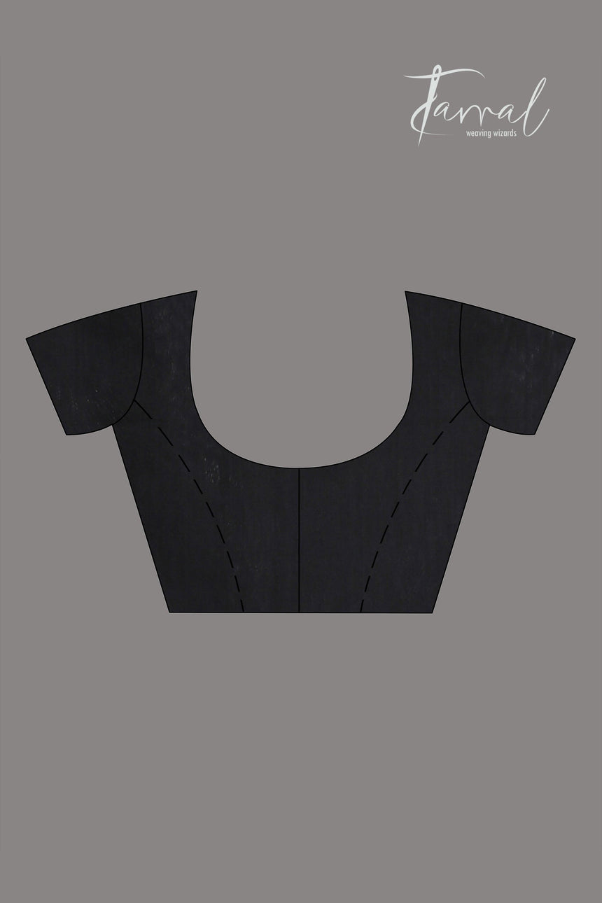 Peacock blue with zari floral border silk linen handwoven jamdani saree - Tamal Boutique