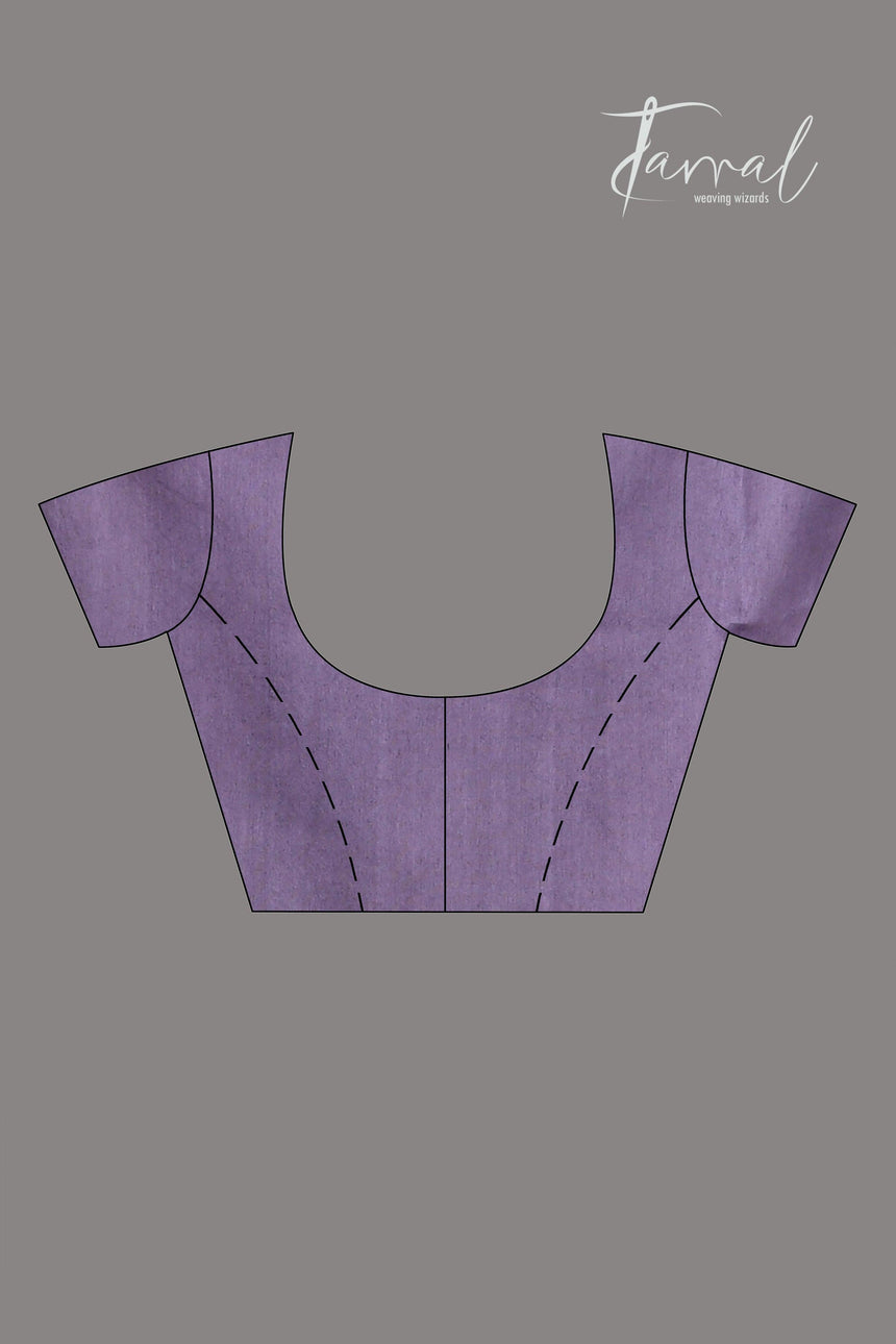 Dark Lavender zari lotus silk linen handwoven jamdani saree - Tamal Boutique