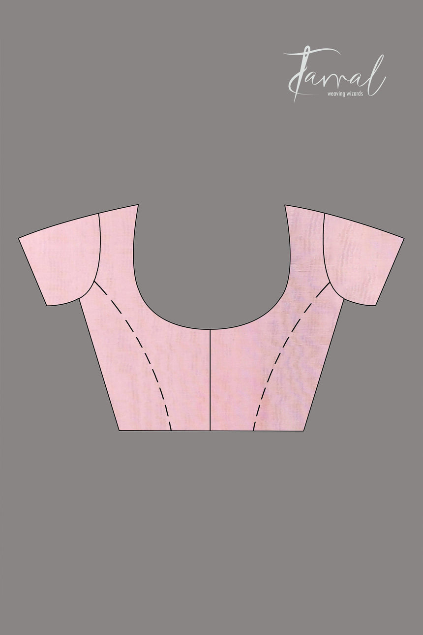 Pink with multi colour pallu floral with butas allover handwoven jamadani saree in muslin silk - Tamal Boutique