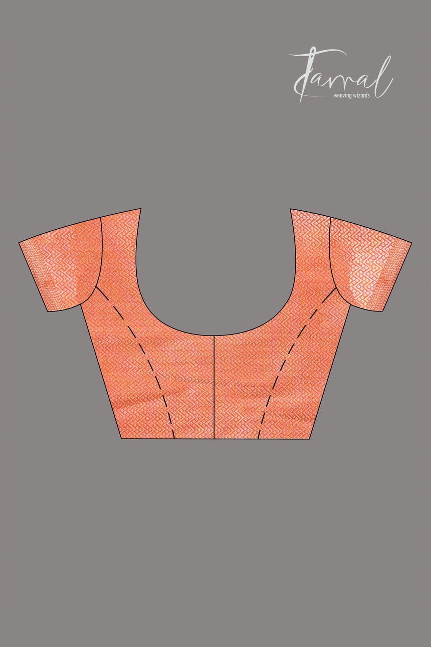 Orange with golden zari banarasi silk saree - Tamal Boutique