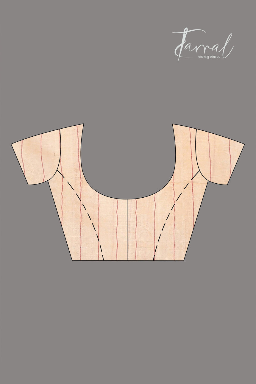 Beige with red border and Multicolor dhakai jamdani tussar silk handwoven jamdani saree - Tamal Boutique