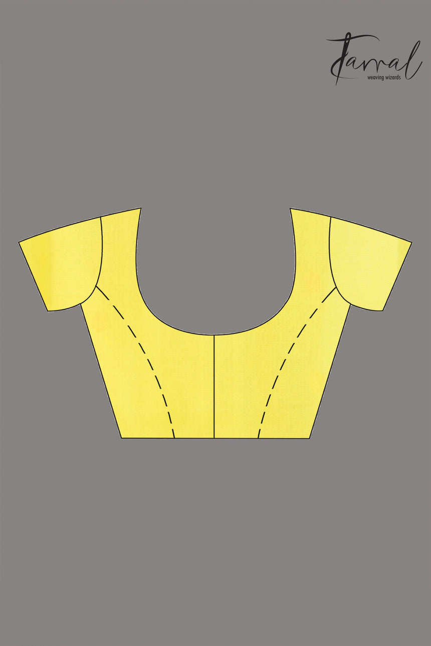 Yellow with multi floral lata design handwoven muslin silk jamdani saree - Tamal Boutique