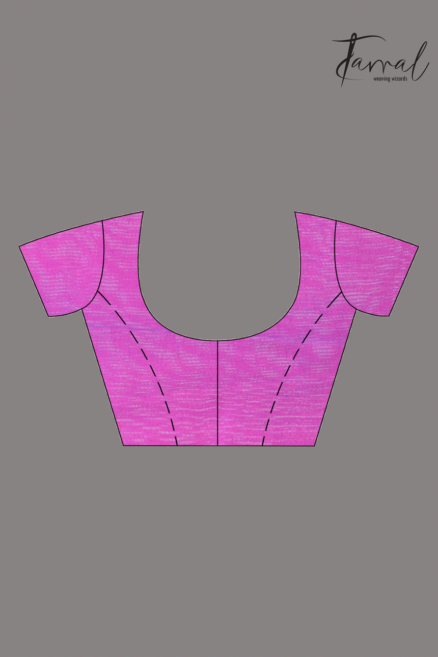 Magenta floral handwoven muslin silk jamdani saree - Tamal Boutique