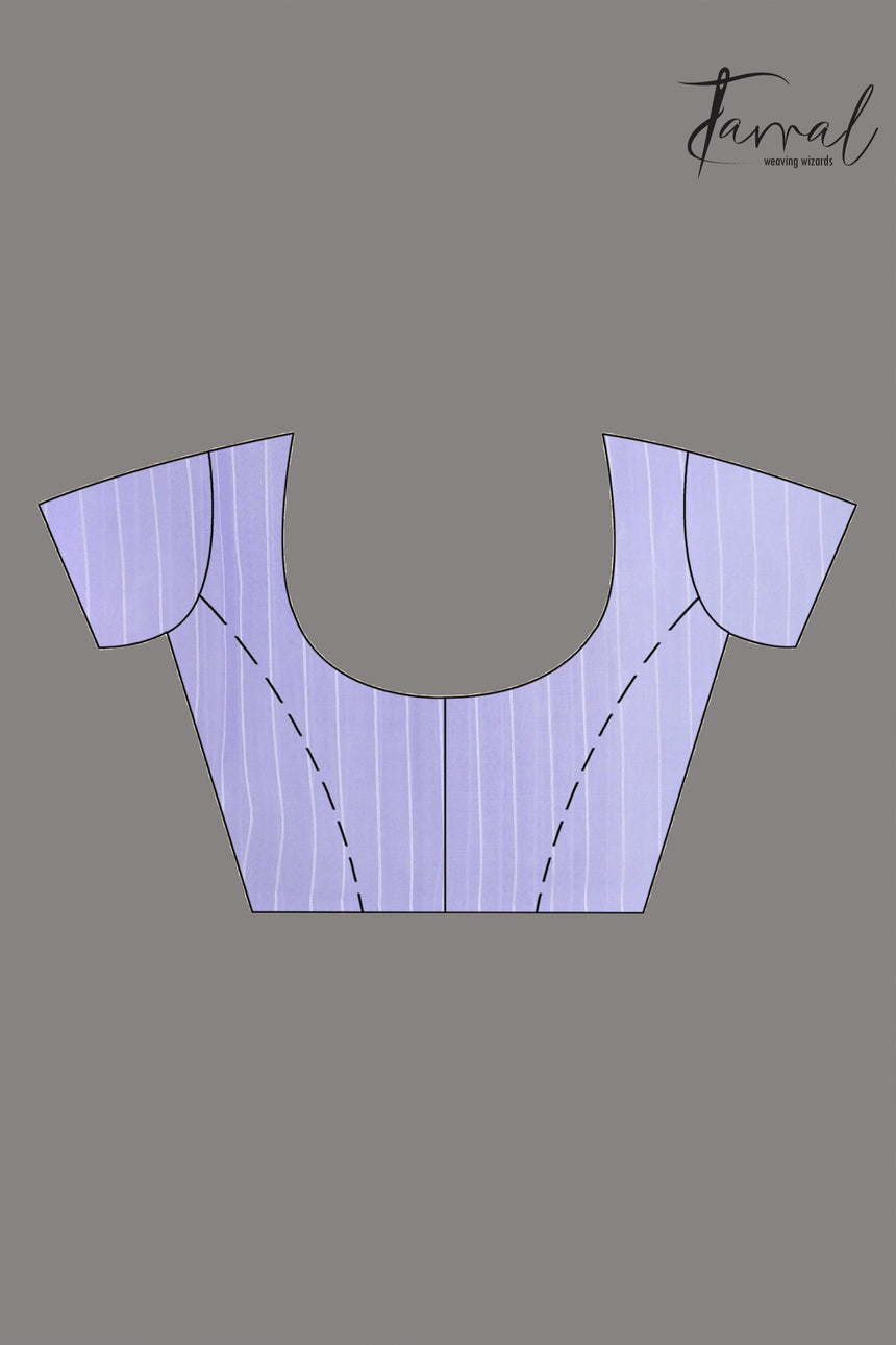 Lavender with white floral buta handwoven muslin silk jamdani saree - Tamal Boutique