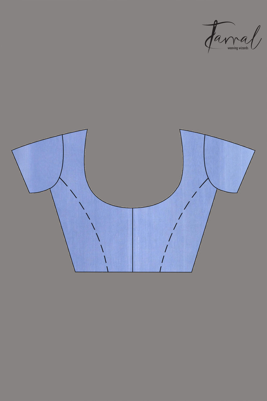 Powder Blue traditional handwoven muslin silk dhakai jamdani saree - Tamal Boutique