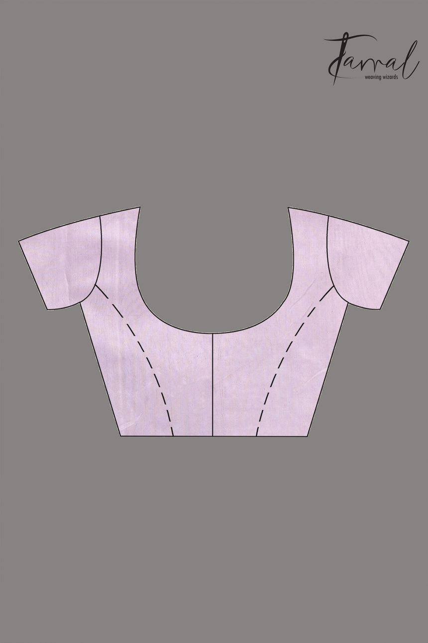 Lavender with red border traditional design muslin silk handwoven jamdani saree - Tamal Boutique