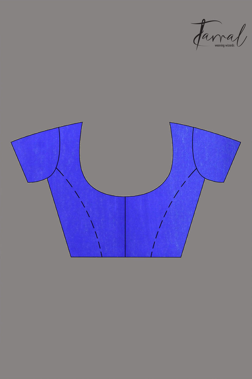 Royal blue floral muslin silk handwoven jamdani saree - Tamal Boutique