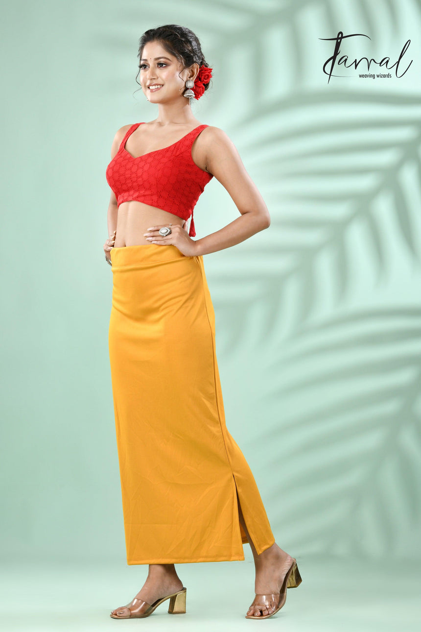 Yellow Fish Cutting Lycra Stretchable Free Size Petticoat - Tamal Boutique