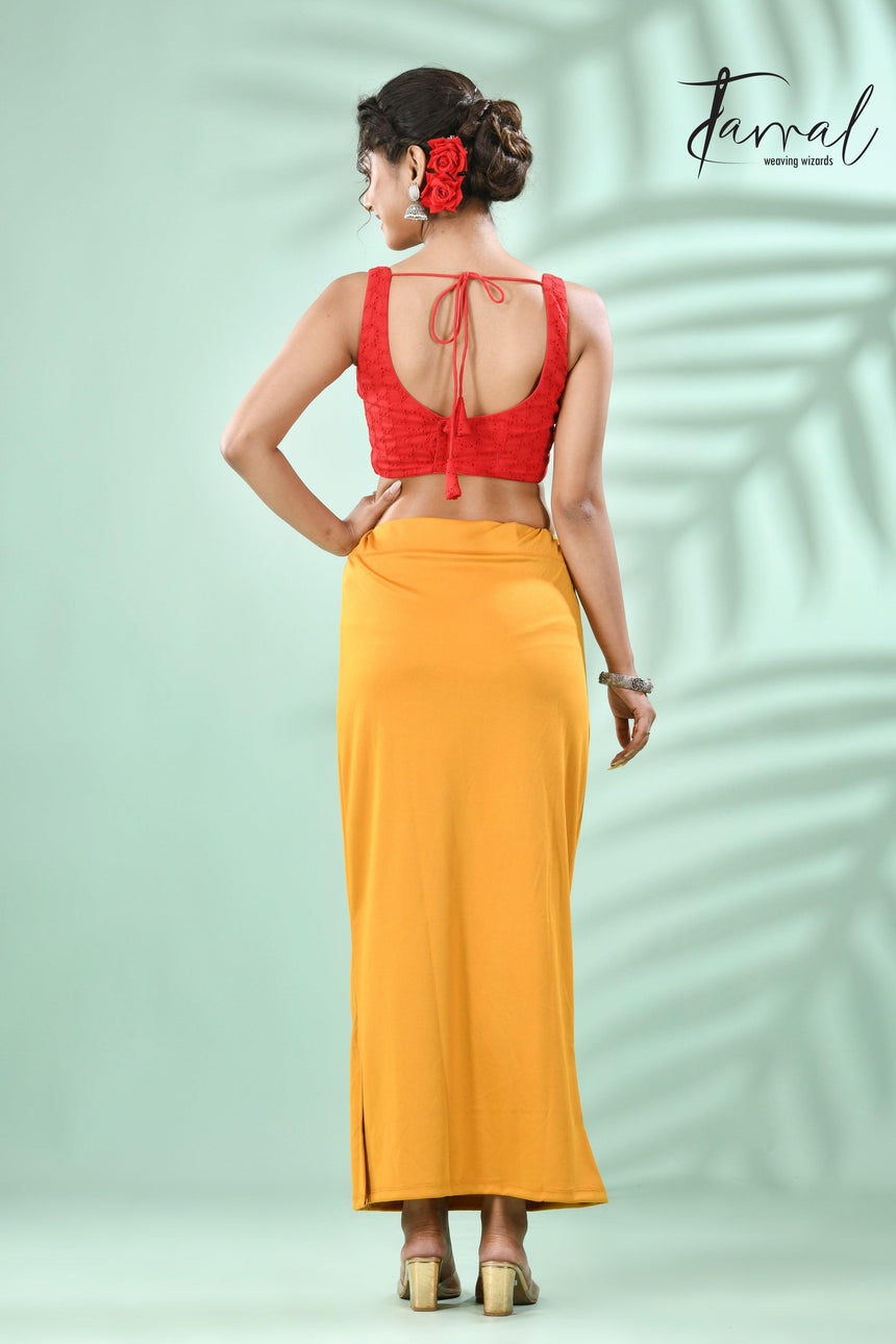 Yellow Fish Cutting Lycra Stretchable Free Size Petticoat - Tamal Boutique