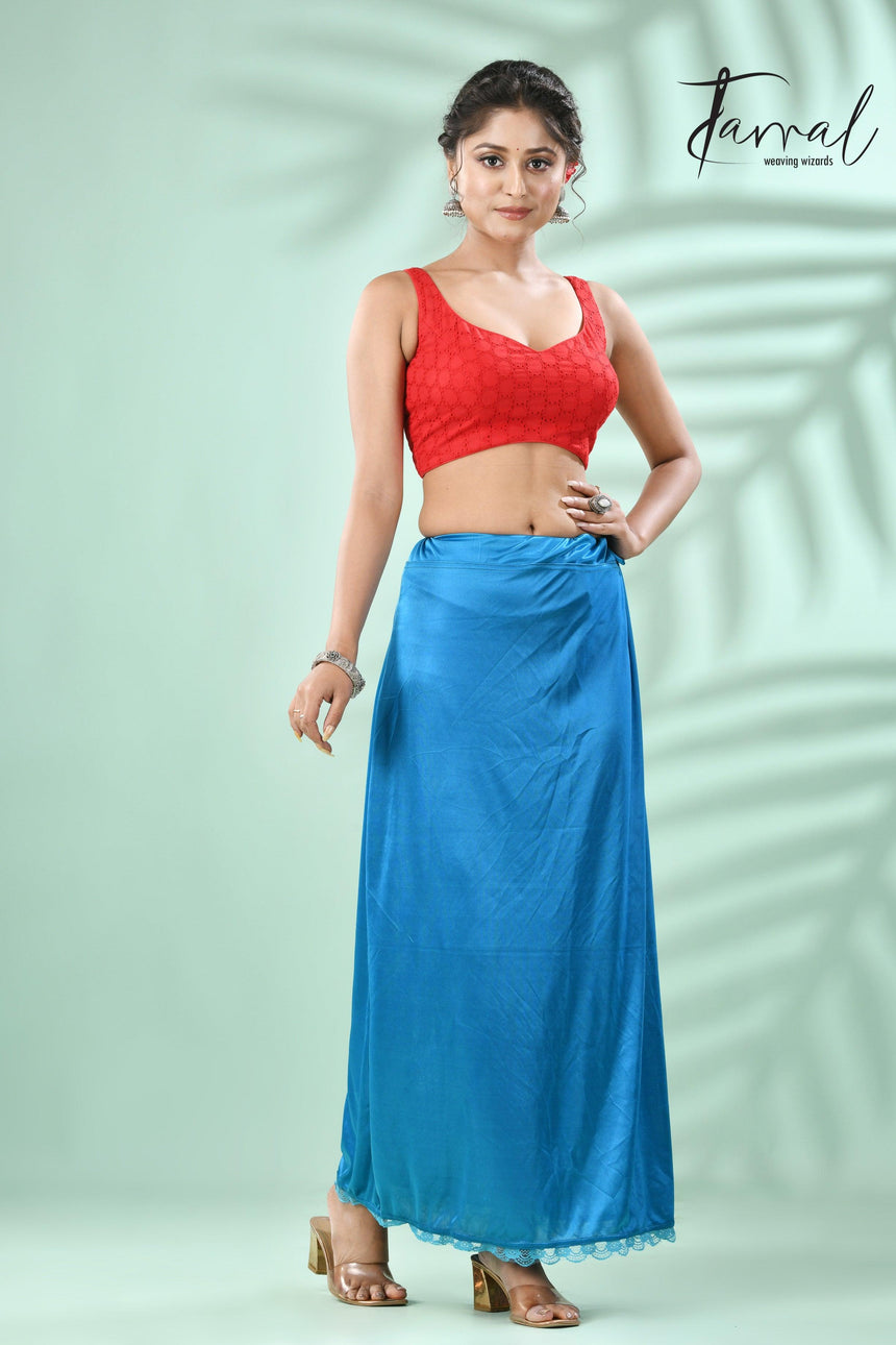 Peacock blue Lycra Stretchable Petticoat - Tamal Boutique