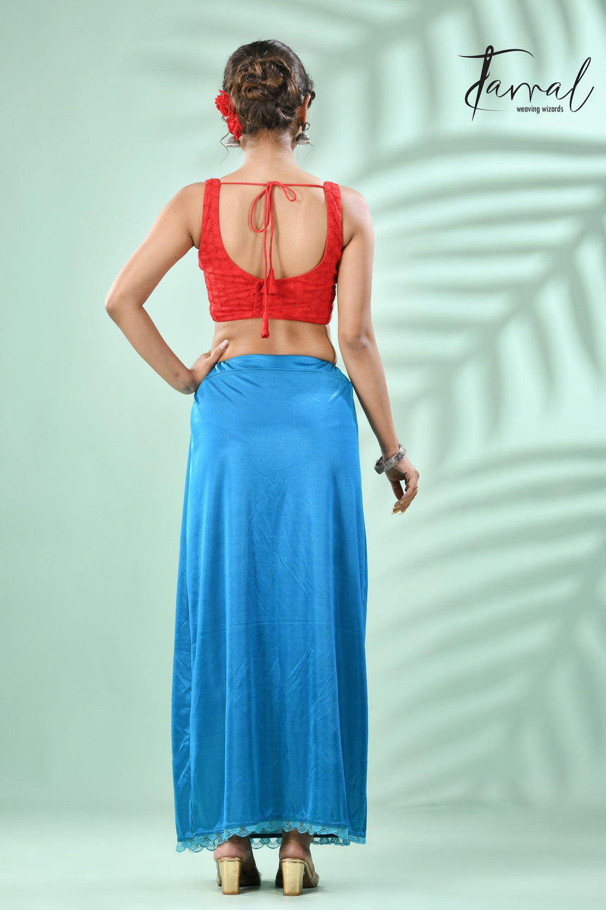 Peacock blue Lycra Stretchable Petticoat - Tamal Boutique