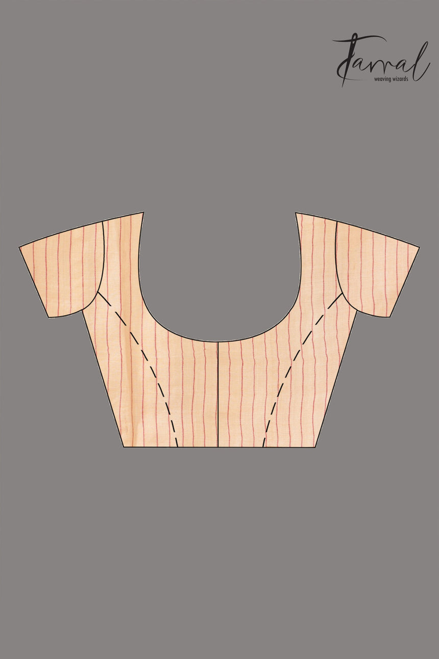 Muga with red border Tussar silk handwoven needle work jamdani saree - Tamal Boutique