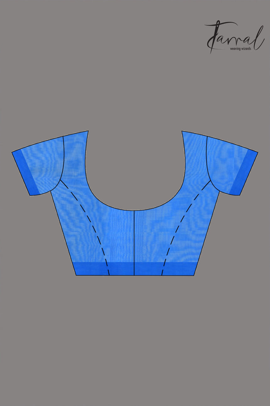 Sea blue colour in floral muslin silk handwoven jamdani saree