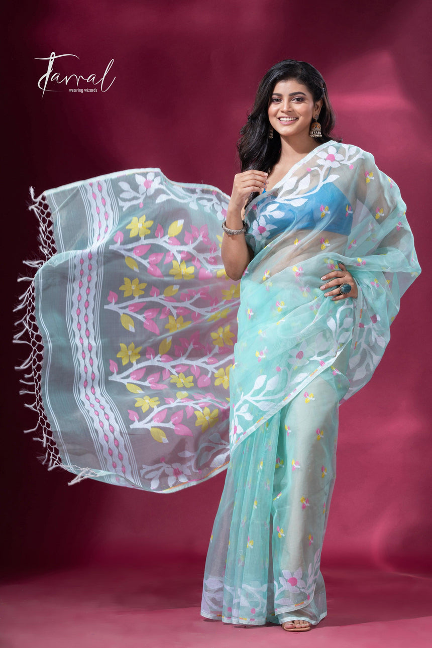 jamdani saree, jamdani, handloom, handwoven, saree, silk, dhakai, weaving, kolkatasaree, tamalboutique