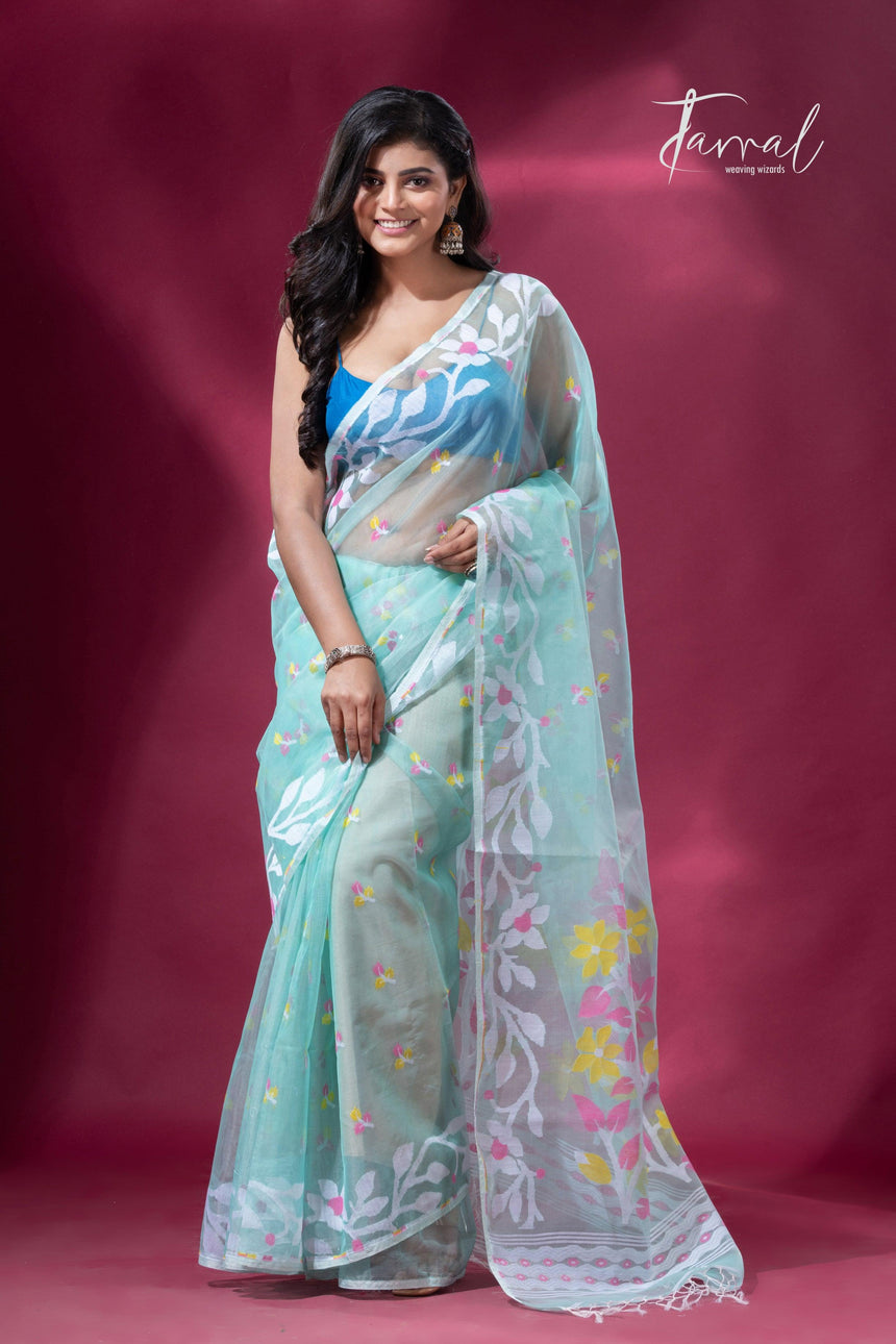 jamdani saree, jamdani, handloom, handwoven, saree, silk, dhakai, weaving, kolkatasaree, tamalboutique
