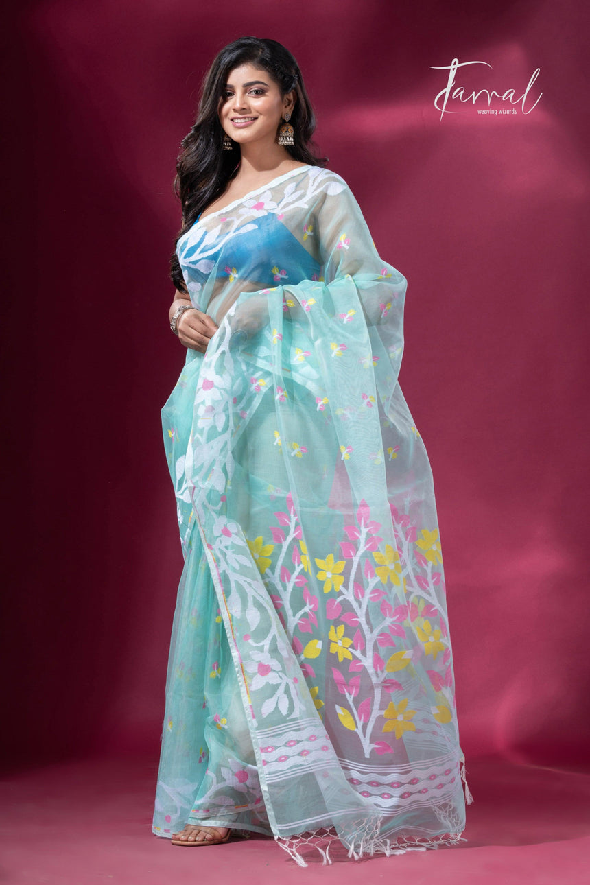 jamdani saree, jamdani, handloom, handwoven, saree, silk, dhakai, weaving, kolkatasaree, tamalboutique