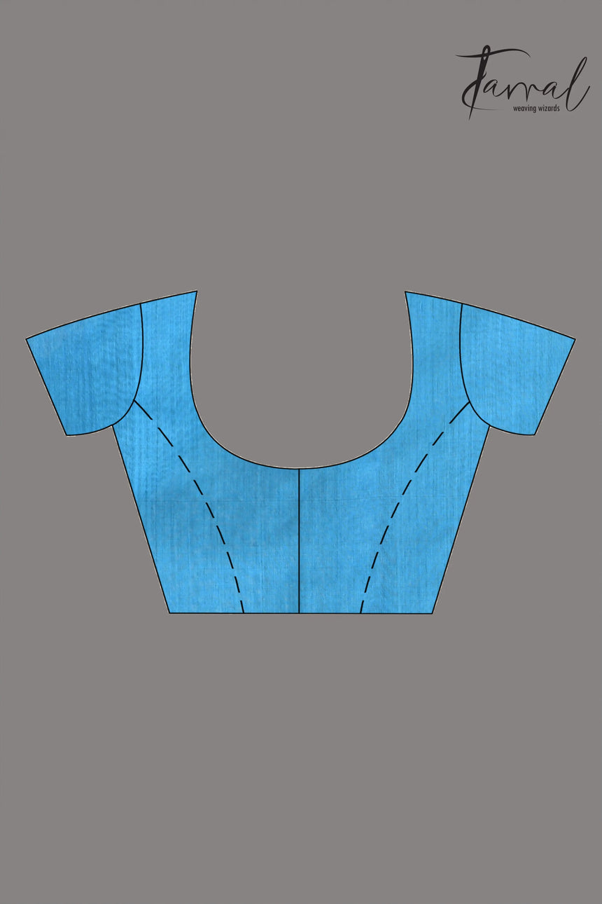 Sky blue parrot paithani muslin silk handwoven jamdani saree