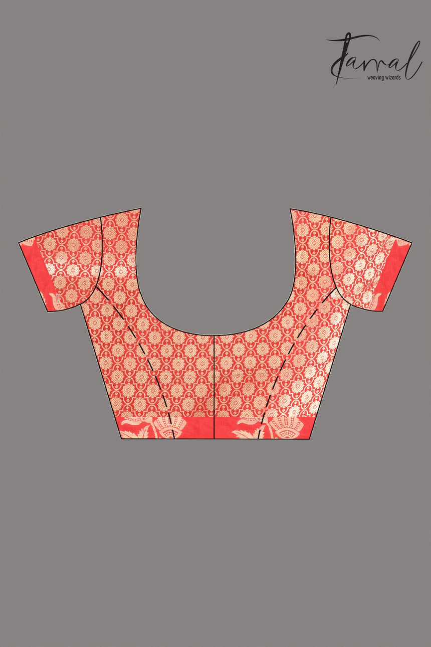 These Red colour in the benarasi silk handloom jamdani saree