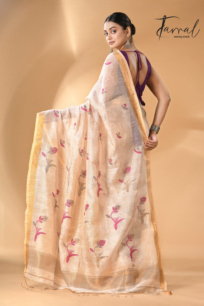 jamdani saree, jamdani, handloom, handwoven, saree, silk, dhakai, weaving, kolkatasaree, tamalboutique