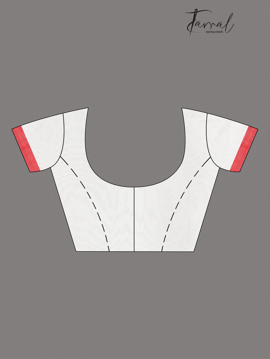 White With Red Border Handwoven Dhakai Jamdani In Muslin Silk