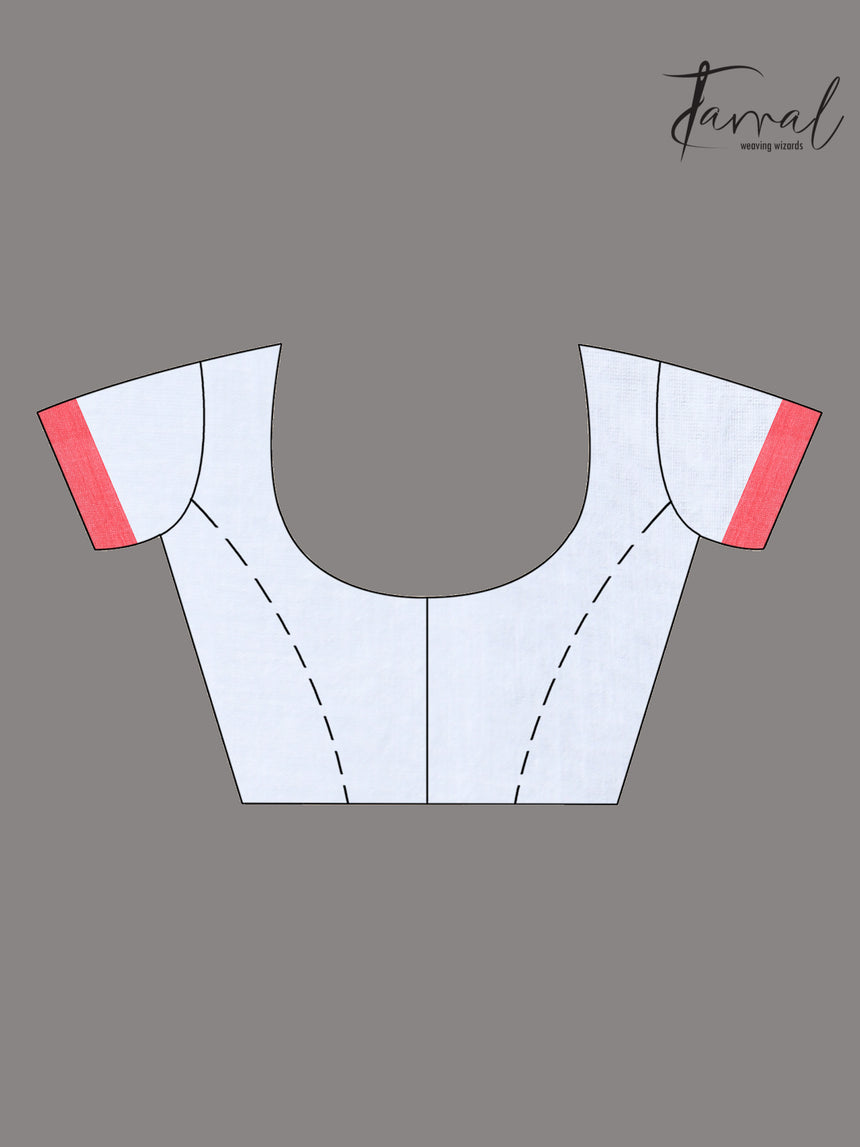 White with wide floral border cotton handwoven jamdani saree