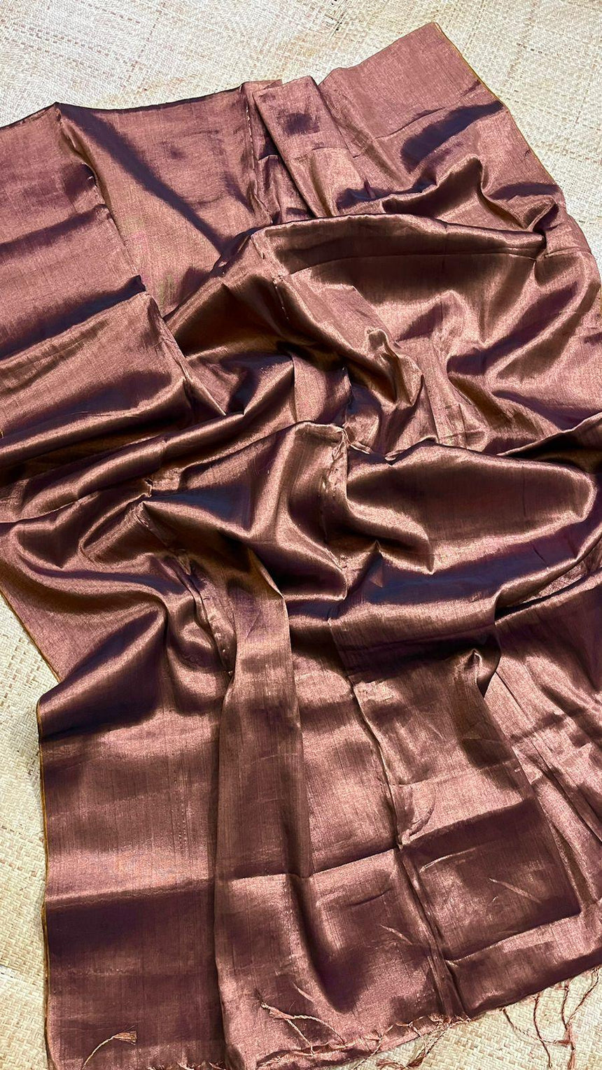 Copper colour tissue handloom saree - Tamal Boutique