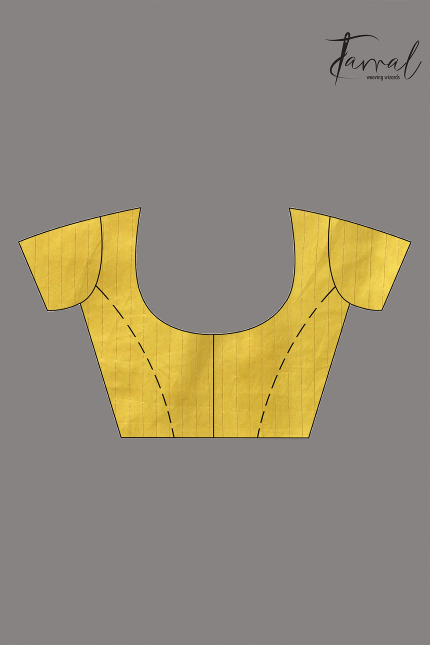 Yellow colour in box pallu silk linen handwoven jamdani saree