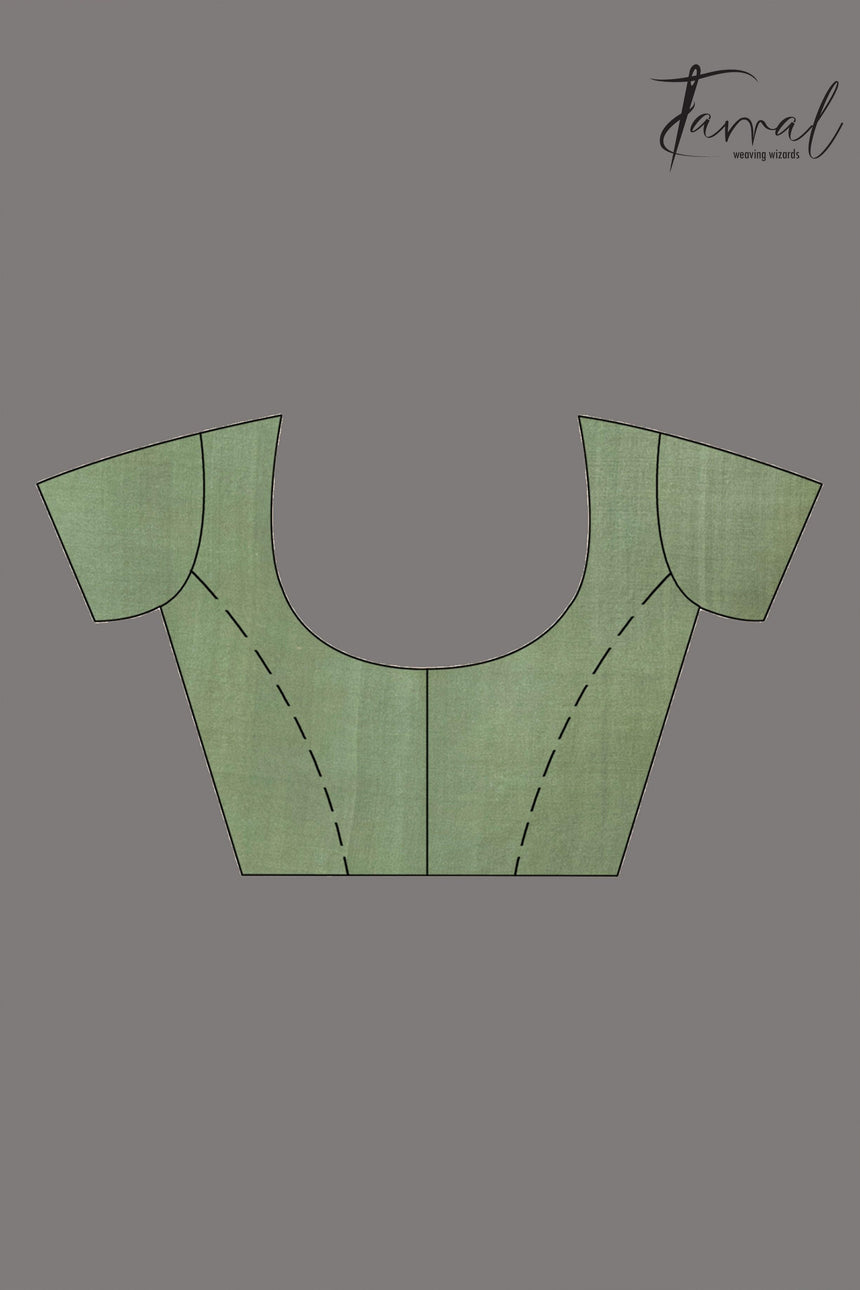 Mos green with multicolour 108 lotus motifs handwoven muslin silk jamdani saree - Tamal Boutique