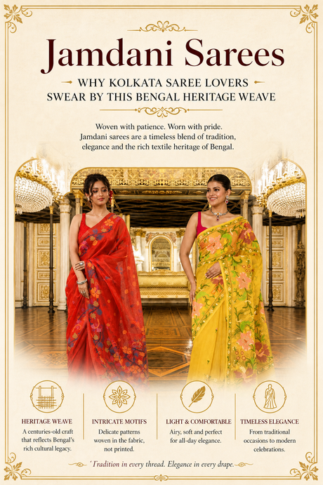 Jamdani Sarees – Why Kolkata Saree Lovers Swear by This Bengal Heritage Weave