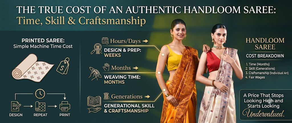 The True Cost of an Authentic Handloom Saree: Time, Skill & Craftsmanship