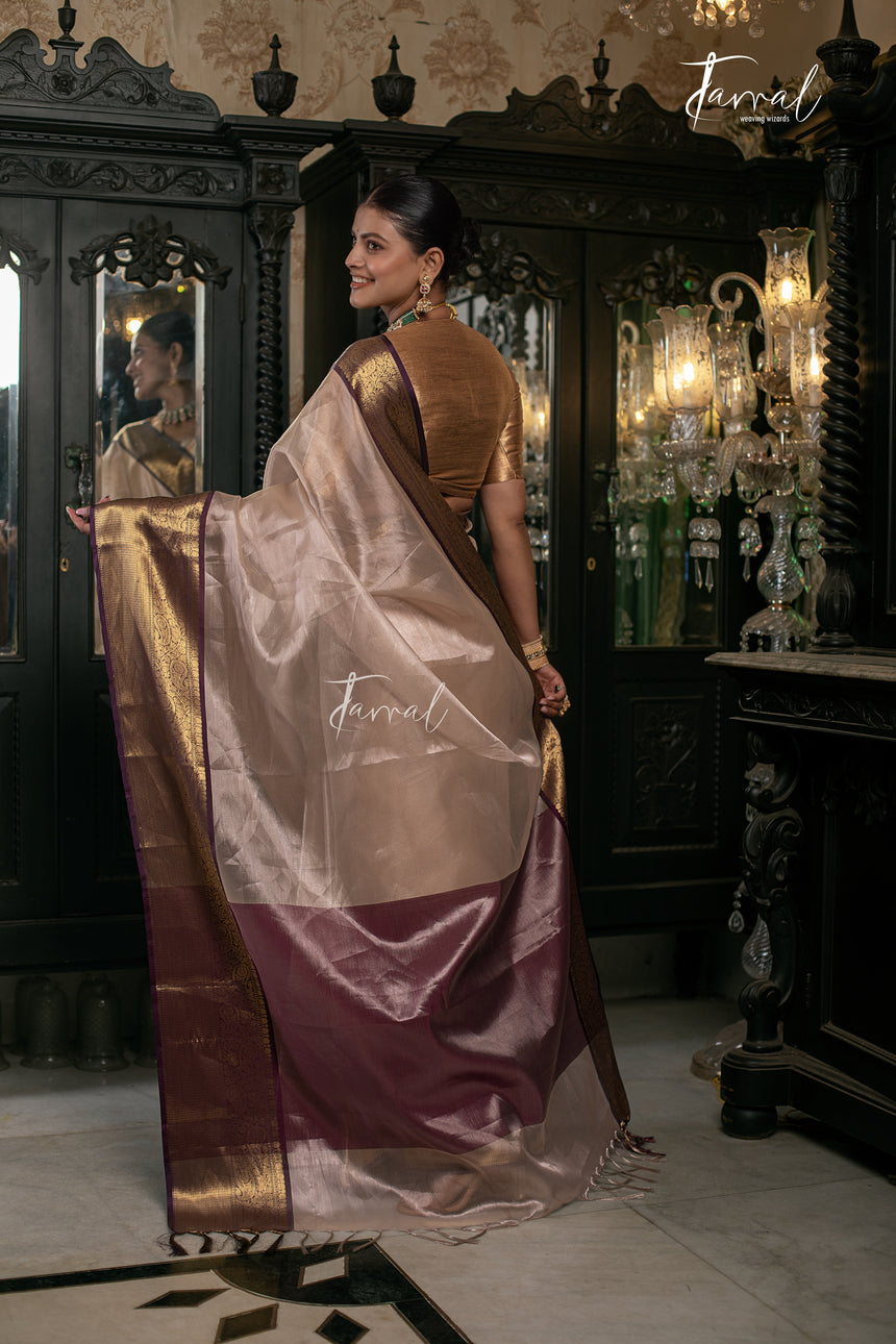 Golden Beige Colour Tissue Banarasi Silk Saree