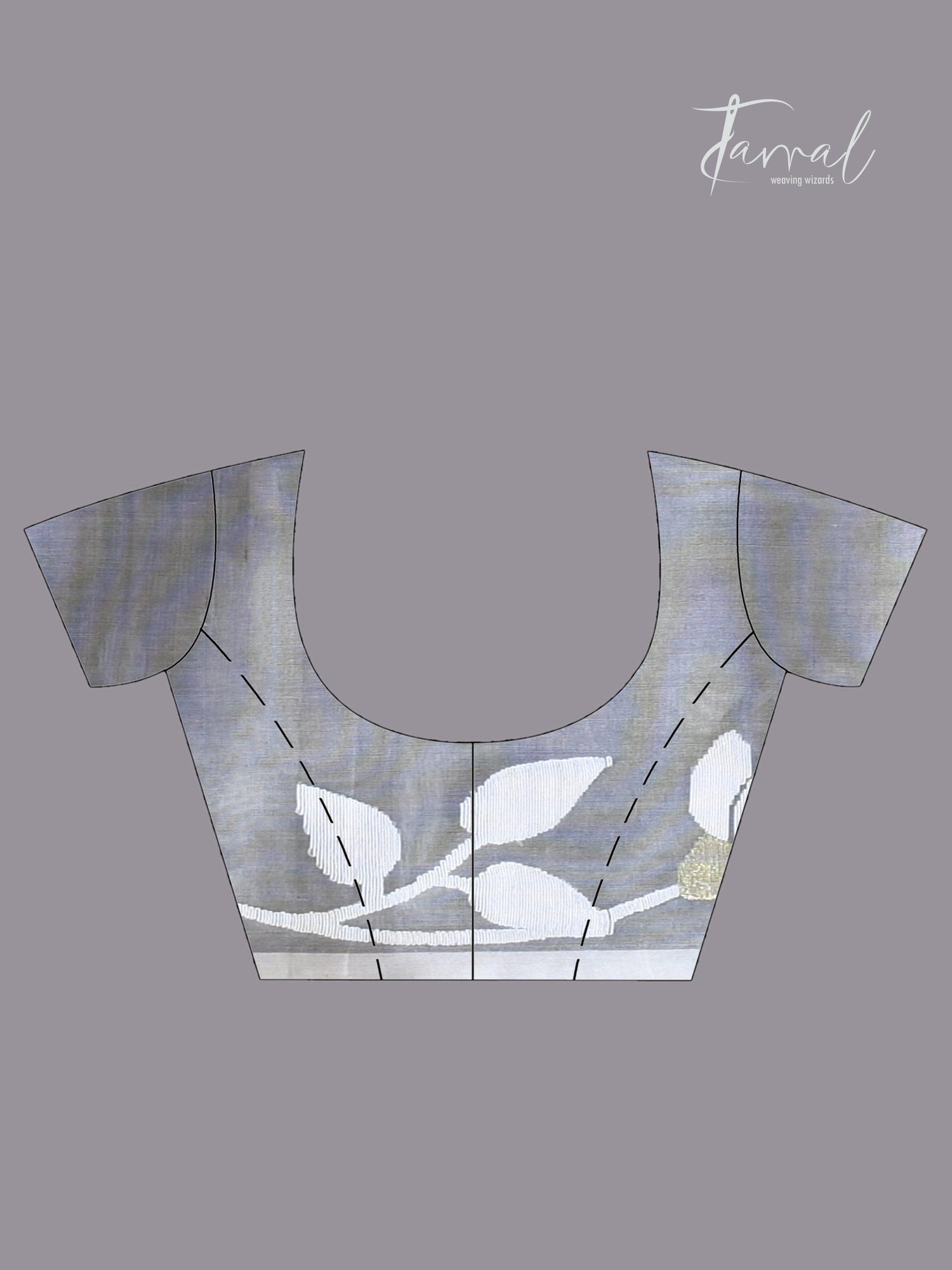 Ash Grey handwoven muslin silk jamdani saree blouse