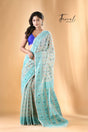 Ash with firoza handloom soft dhakai jamdani saree full