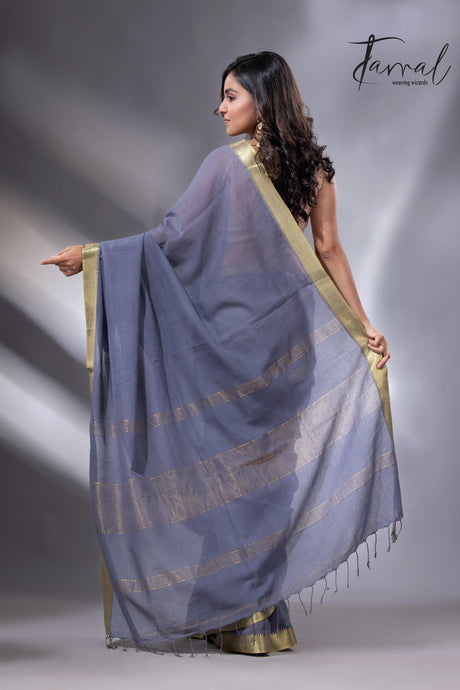 Ashwith golden zari Mangal Giri cotton handloom saree - Tamal Boutique