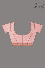 Baby Pink with zari border silk linen embroidered handloom saree blouse