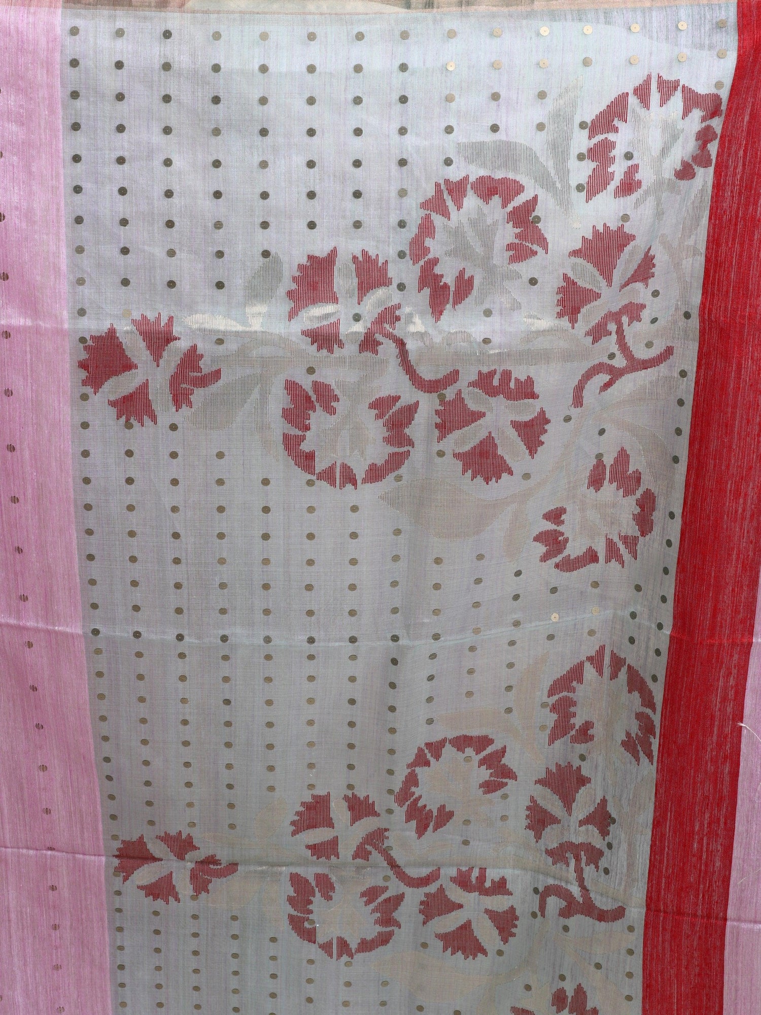Baby pink matka silk sequins handwoven jamdani saree closep