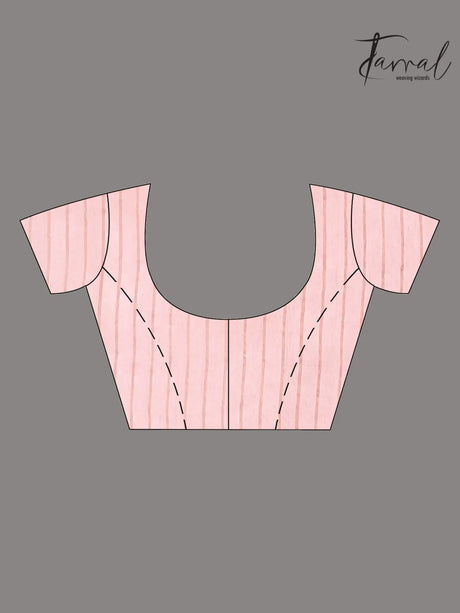 Baby pink with border in silk linen handwoven jamdani saree