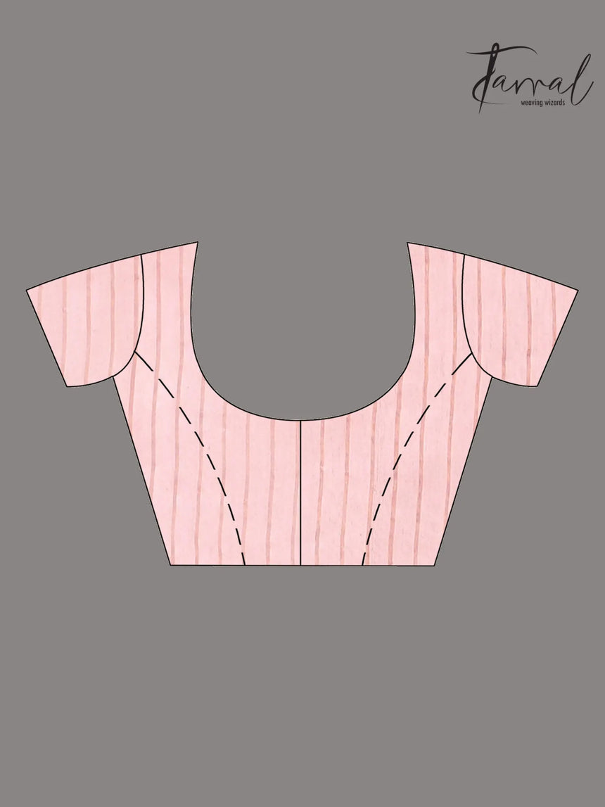 Baby pink with border in silk linen handwoven jamdani saree